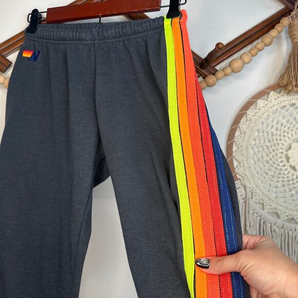 Aviator Nation Charcoal Four Stripe Sweatpant Joggers - Picture 3 of 5